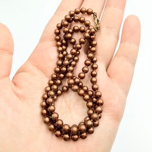 Vintage 80s Oops A Daisy Brown Enamel Beaded Necklace